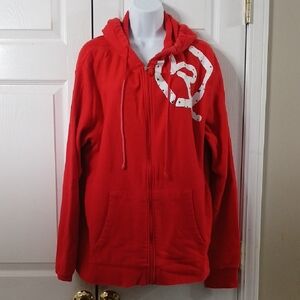 Rocawear Classic red zip up hoodie with white logo Sz 2X